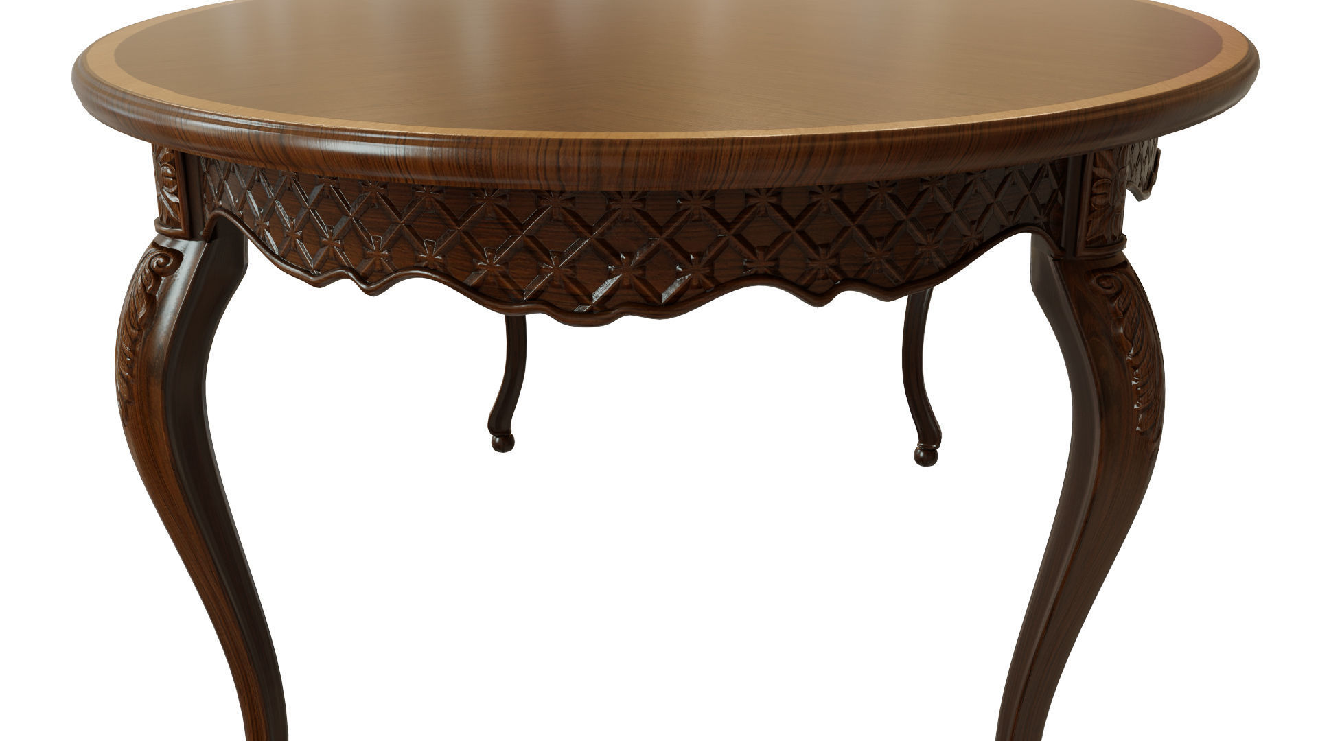 Classic table with carvings 1800  3D model_5