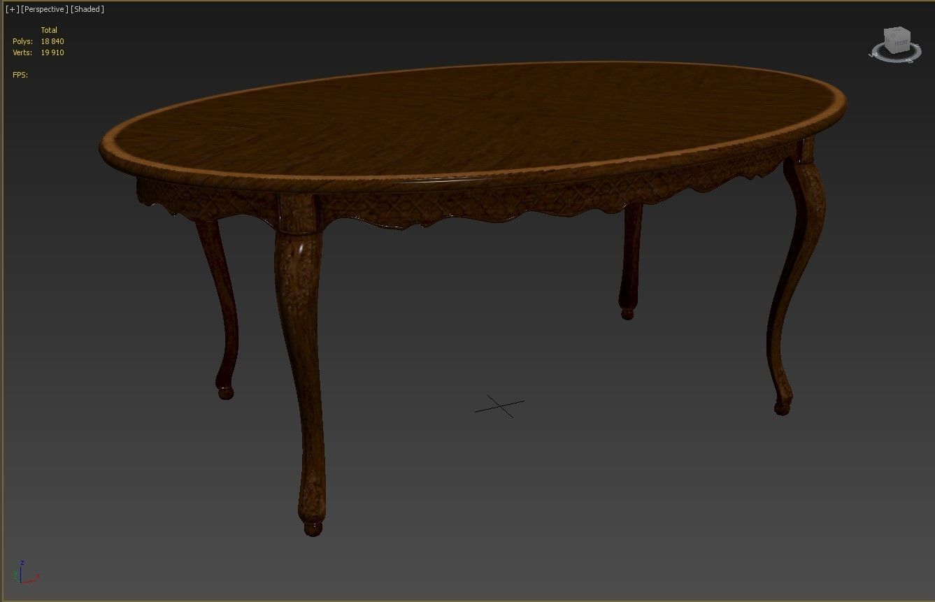 Classic table with carvings 1800  3D model_18