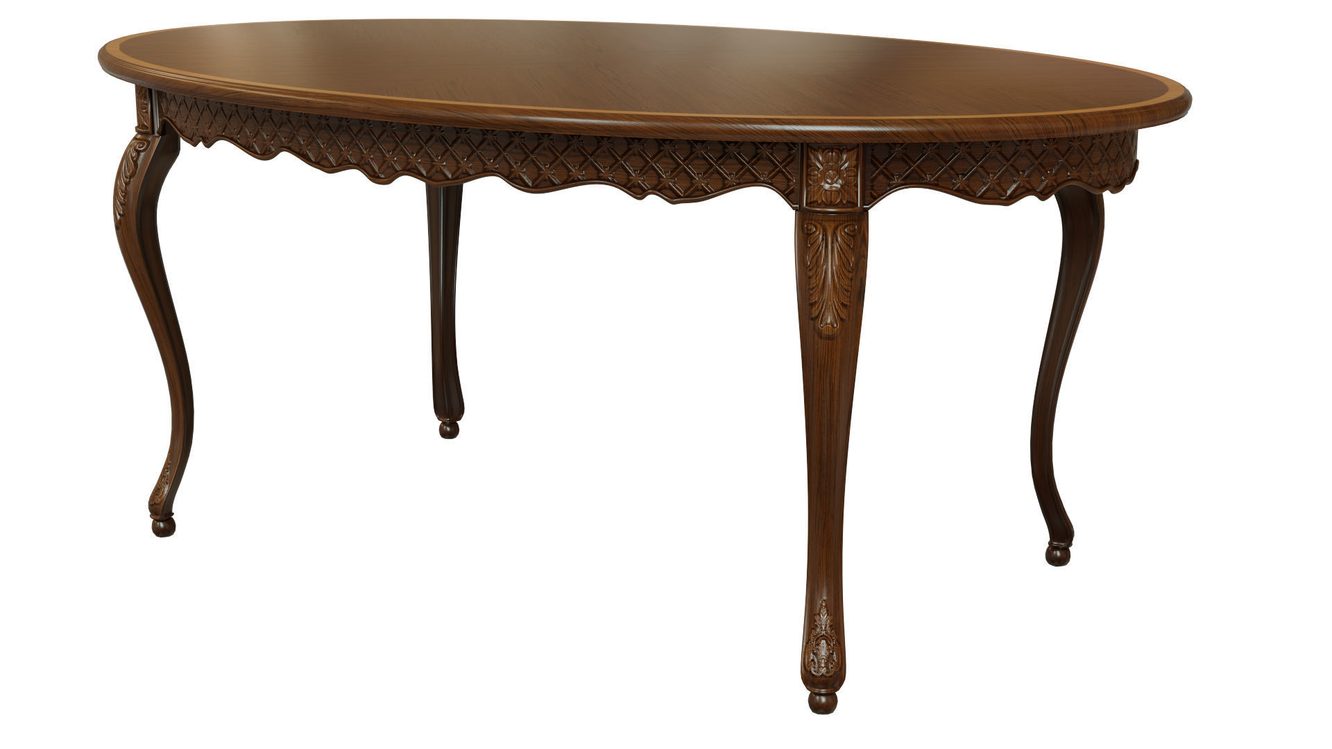 Classic table with carvings 1800  3D model_2