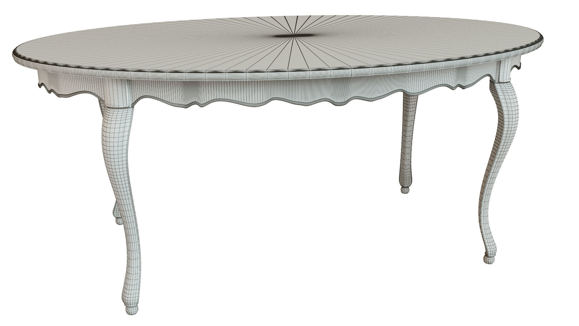 Classic table with carvings 1800  3D model_9