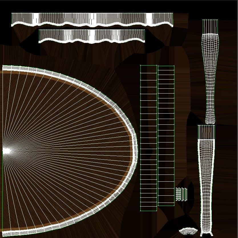 Classic table with carvings 1800  3D model_19