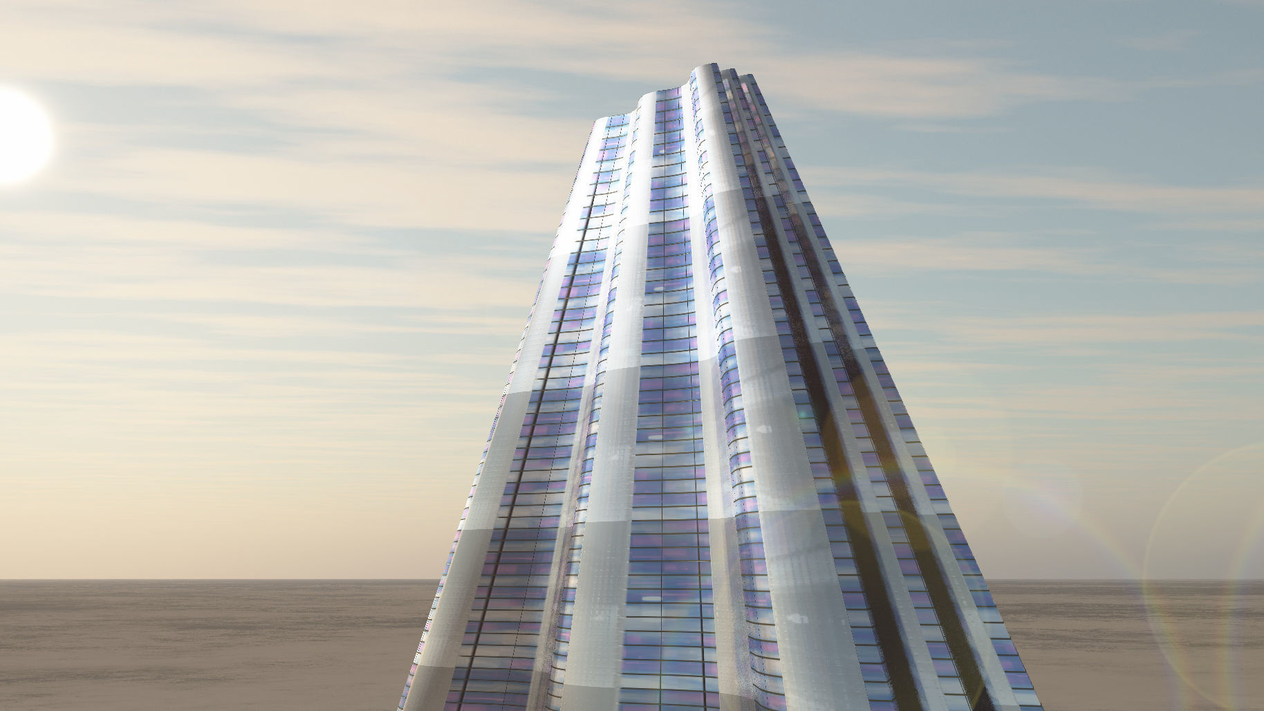 Elegant futuristic building 3D model_6
