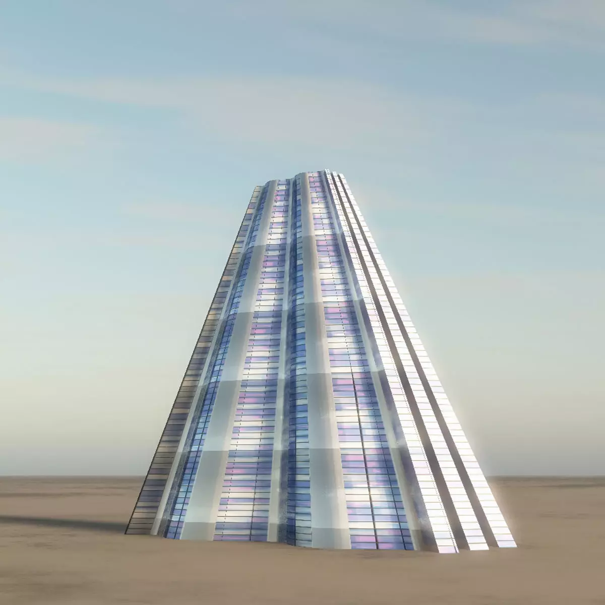 Elegant futuristic building 3D model_0