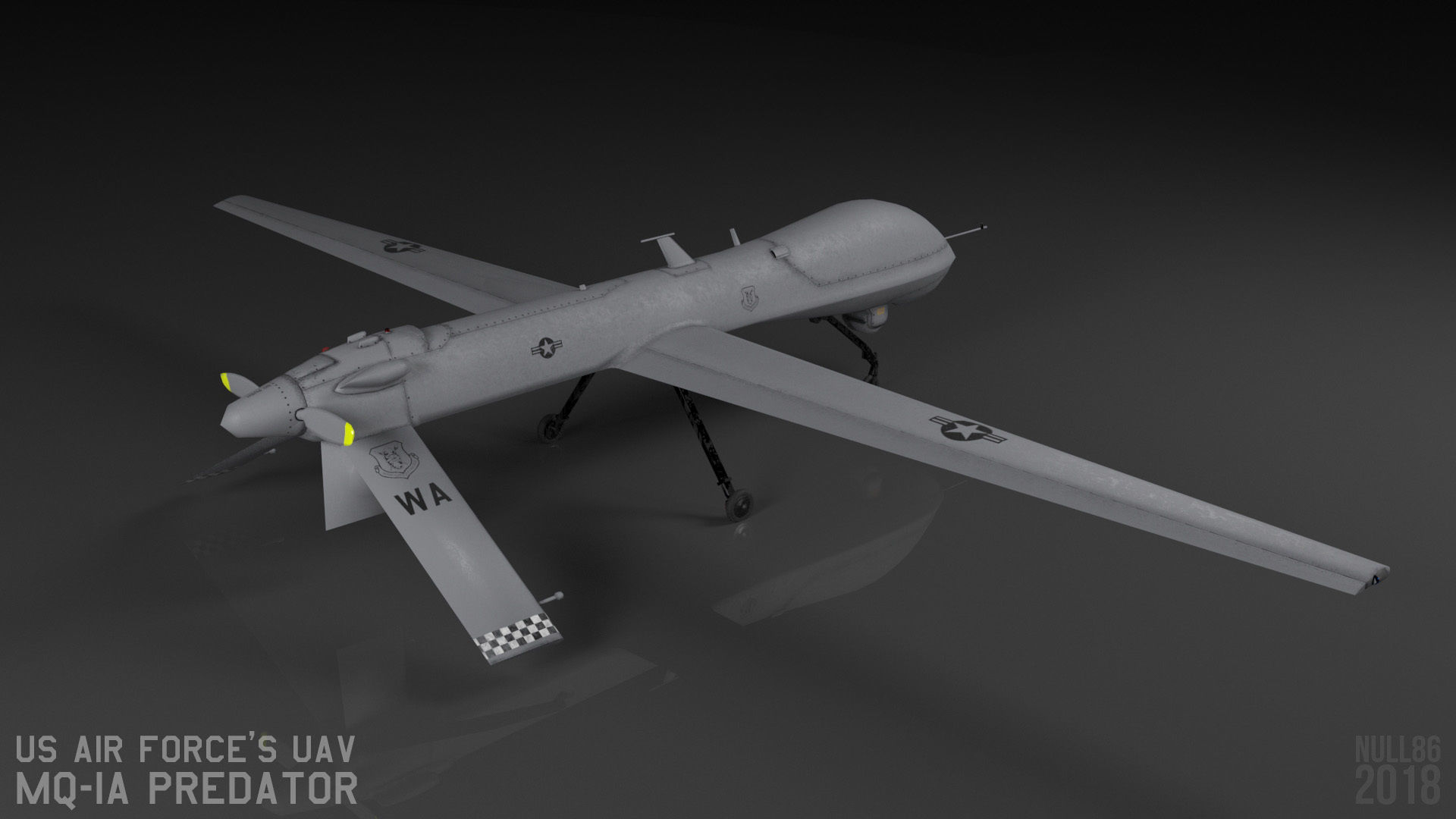 MQ-1A Predator UAV Low-poly 3D model_1