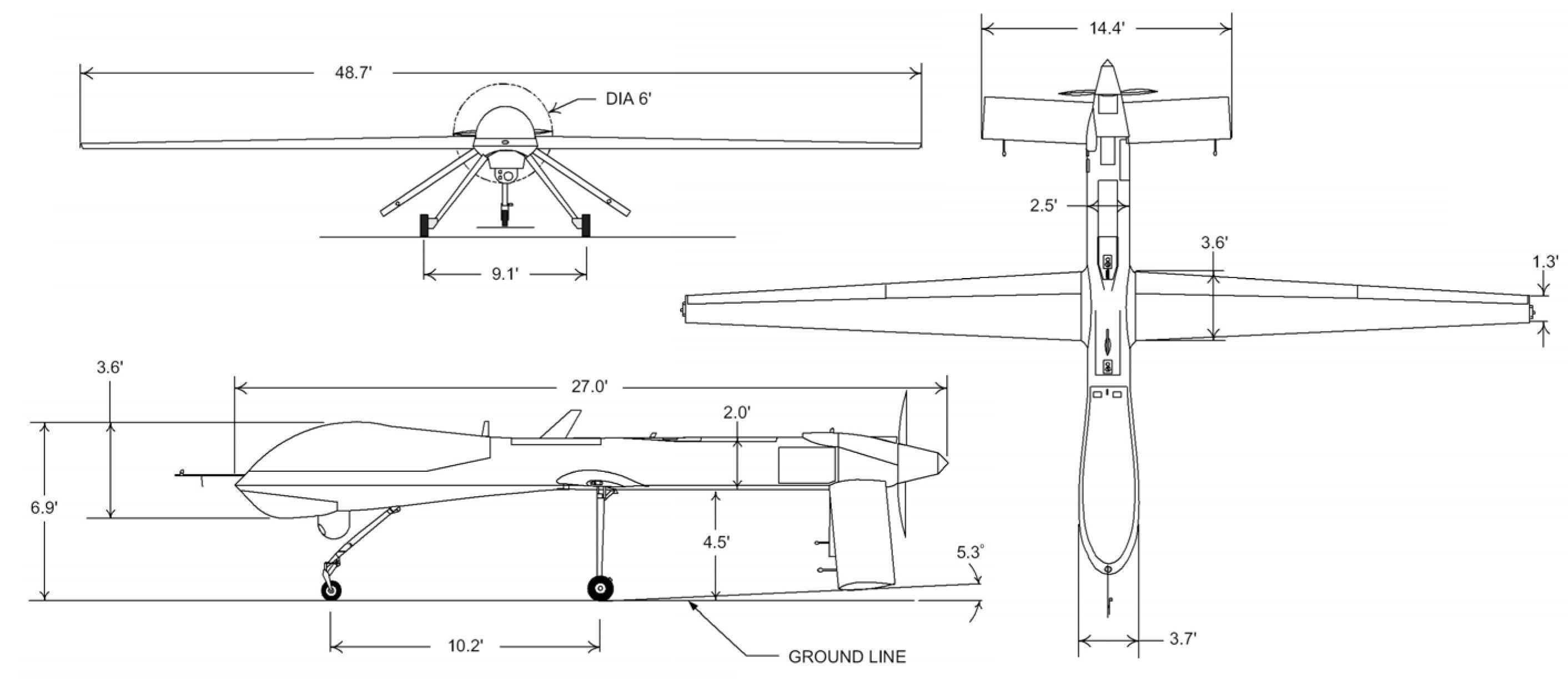 MQ-1A Predator UAV Low-poly 3D model_10