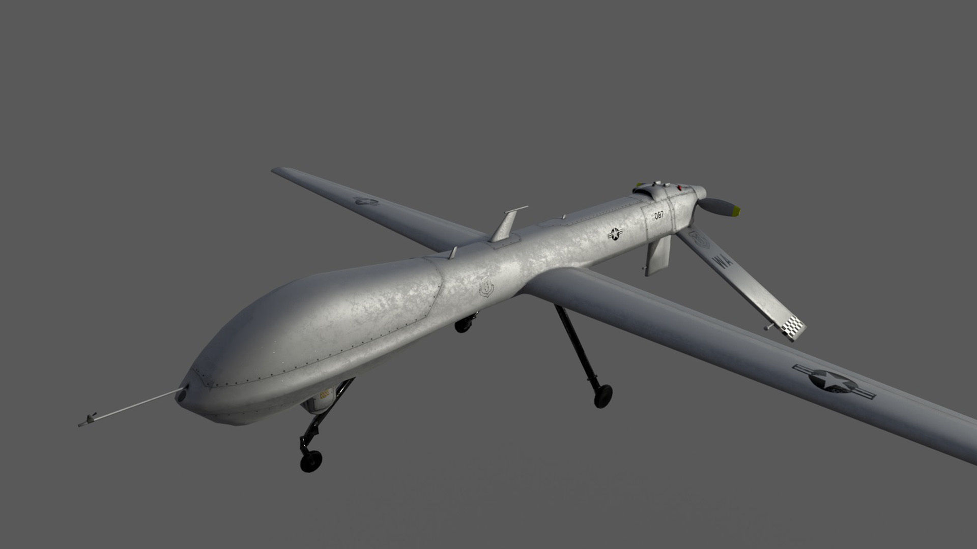 MQ-1A Predator UAV Low-poly 3D model_3