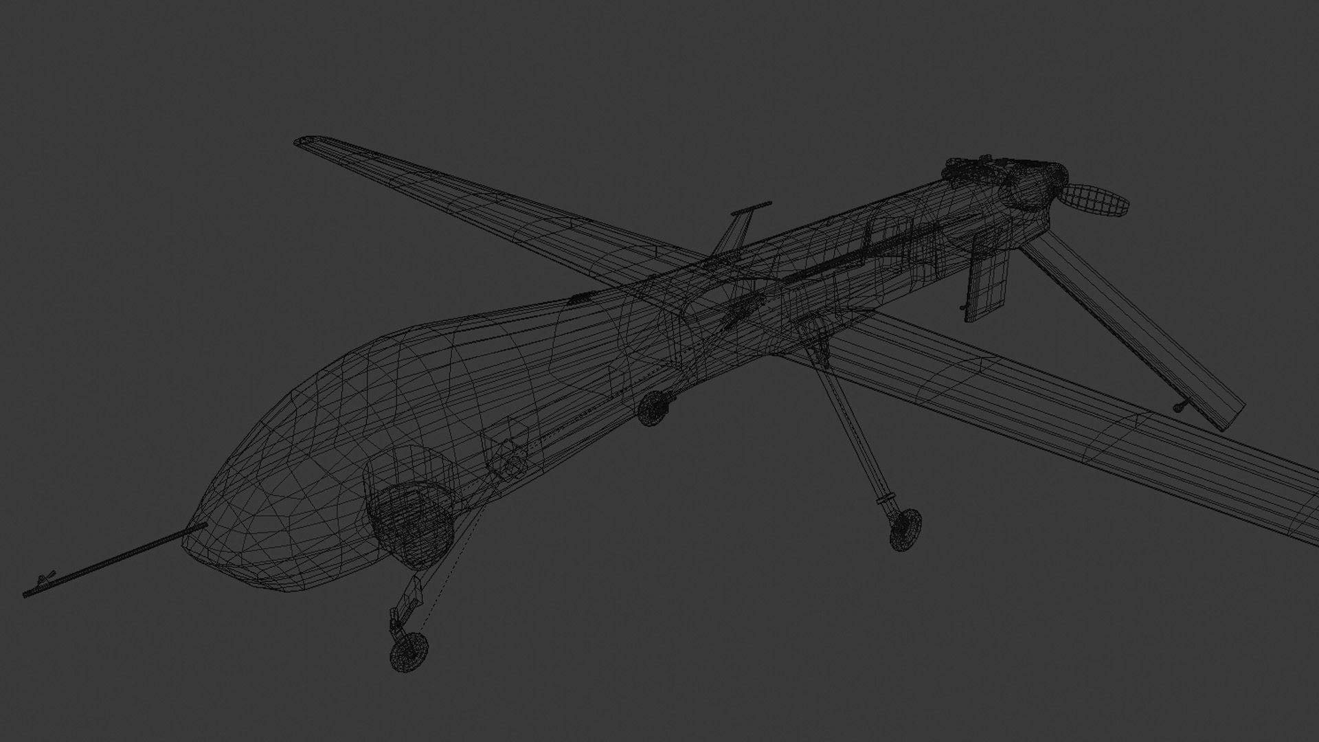 MQ-1A Predator UAV Low-poly 3D model_9