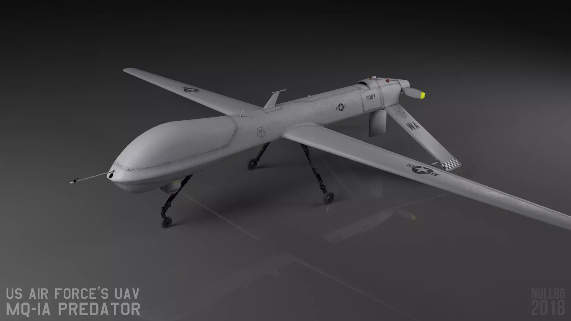 MQ-1A Predator UAV Low-poly 3D model_0