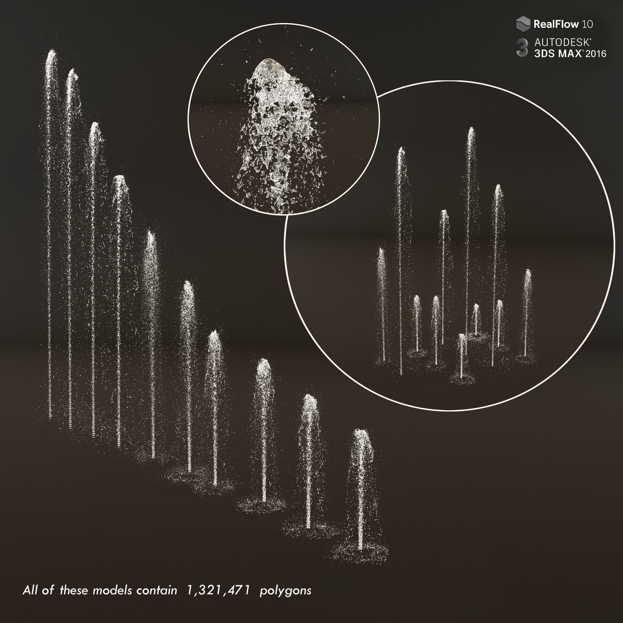 Collection fountain waterfall 3D model_4