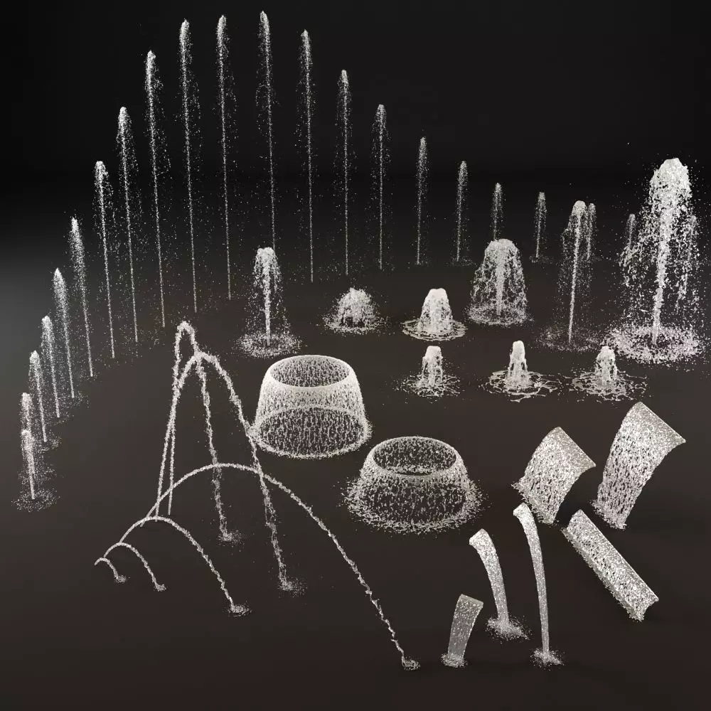 Collection fountain waterfall 3D model_0