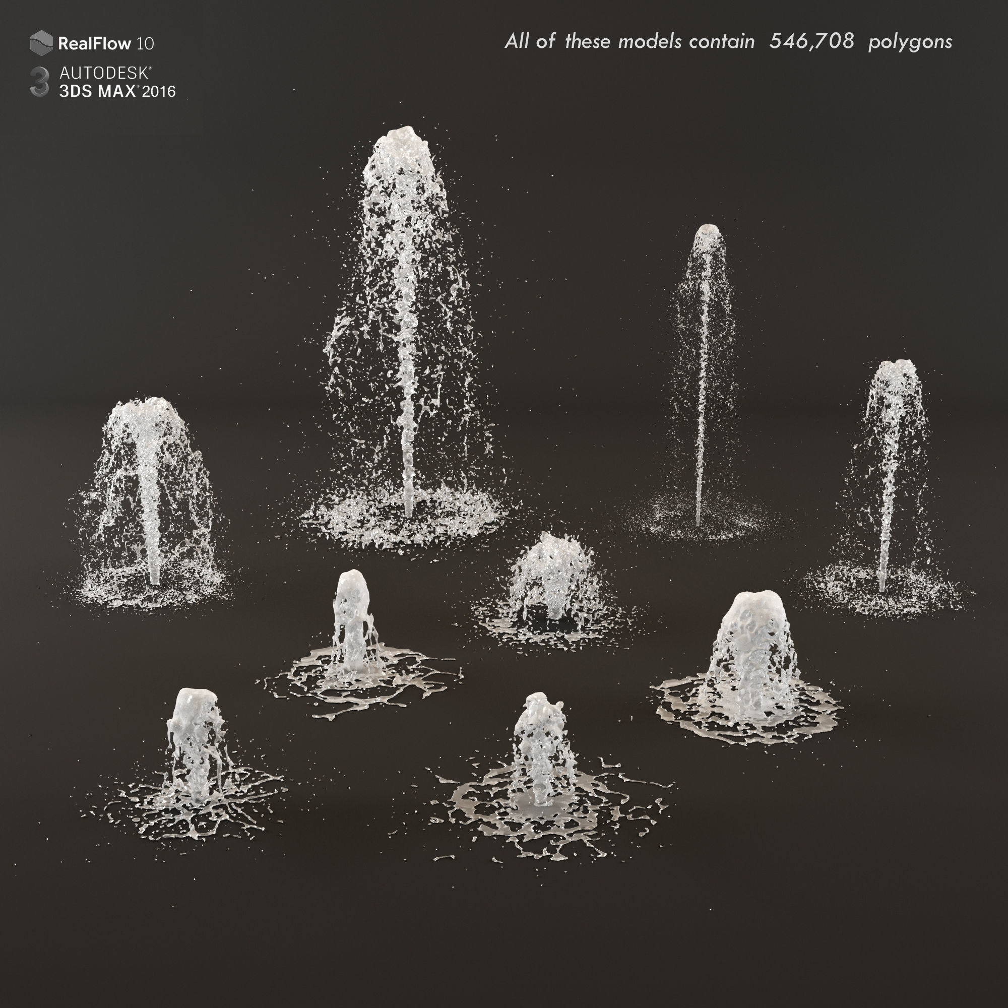 Collection fountain waterfall 3D model_10