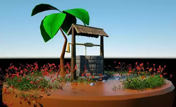 Well gameready 3D model water Free low-poly 3D model