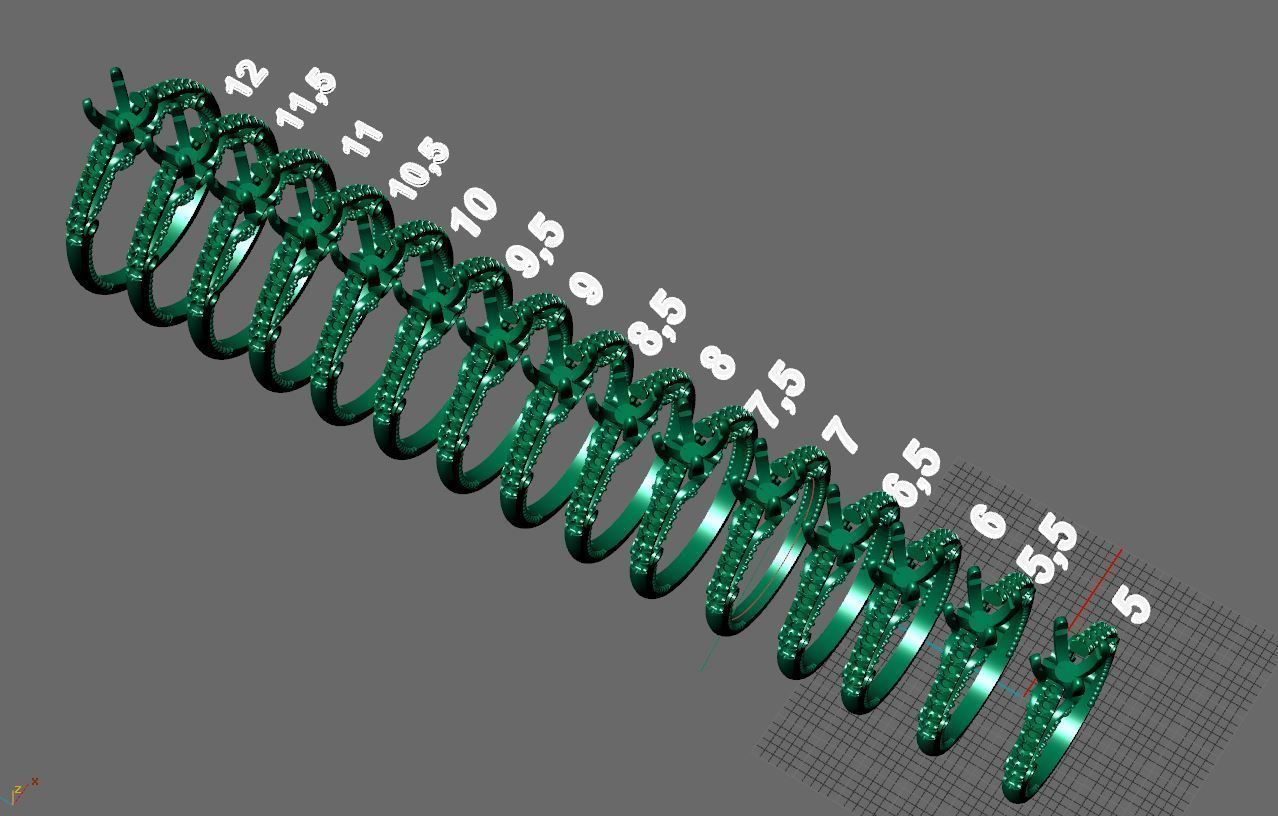 classic gold engagement ring with 1ct diamond 3D print model_10