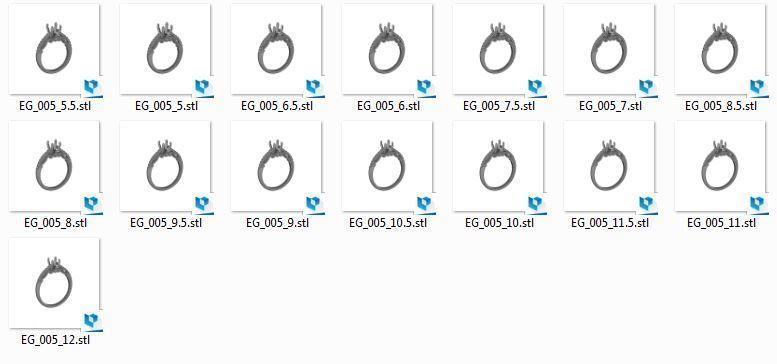 classic gold engagement ring with 1ct diamond 3D print model_11