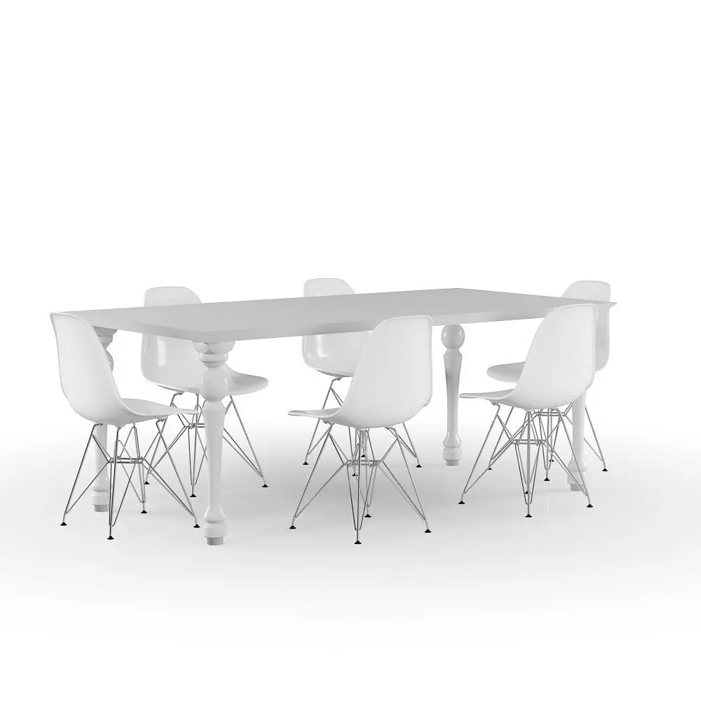 Set Vitra Eames Plastic Side chair DSR With Table 3D model_0