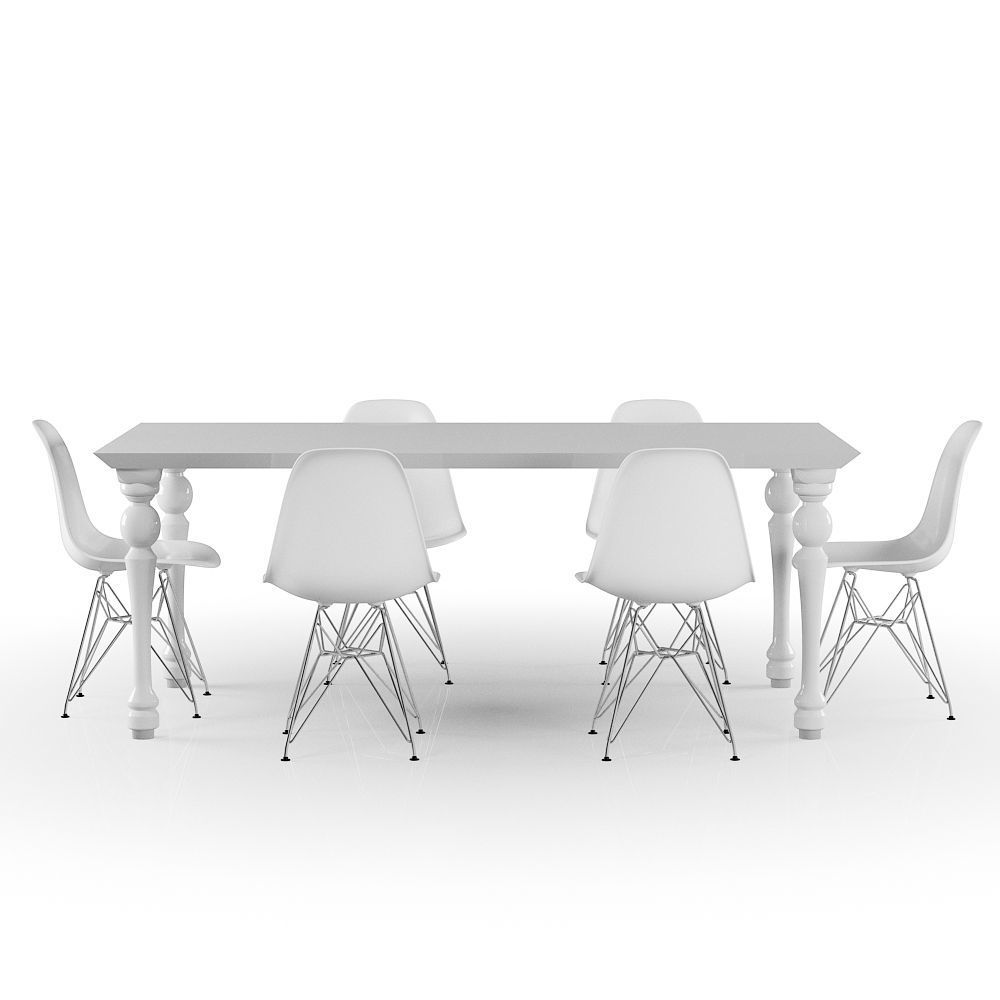 Set Vitra Eames Plastic Side chair DSR With Table 3D model_10