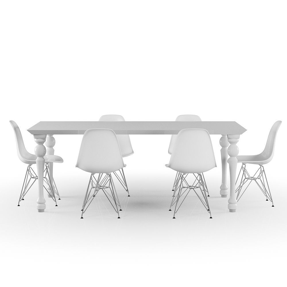 Set Vitra Eames Plastic Side chair DSR With Table 3D model_1