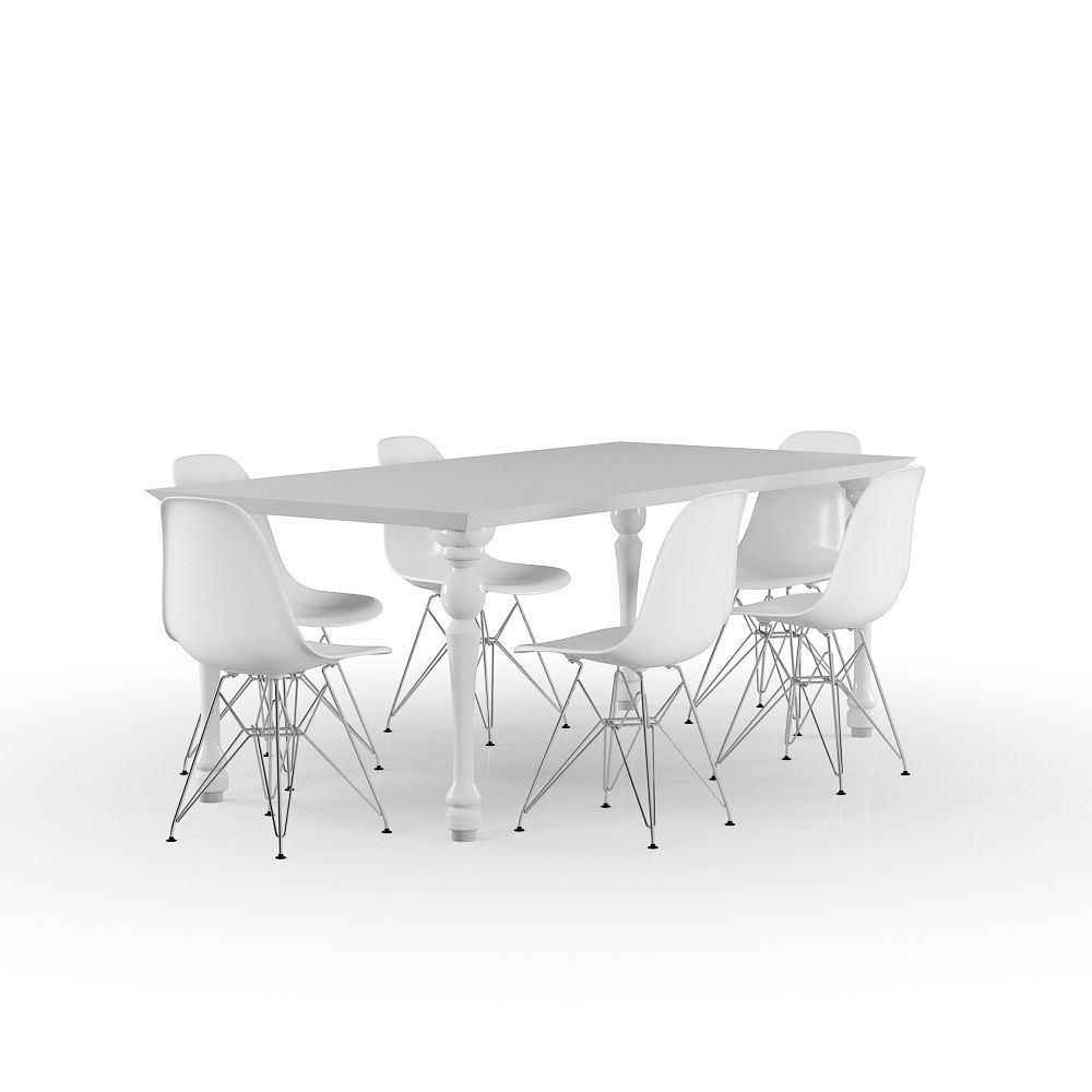 Set Vitra Eames Plastic Side chair DSR With Table 3D model_6