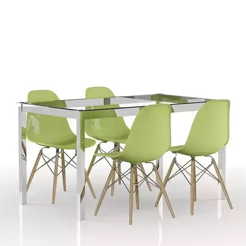 Set Green Eames and Metal Table