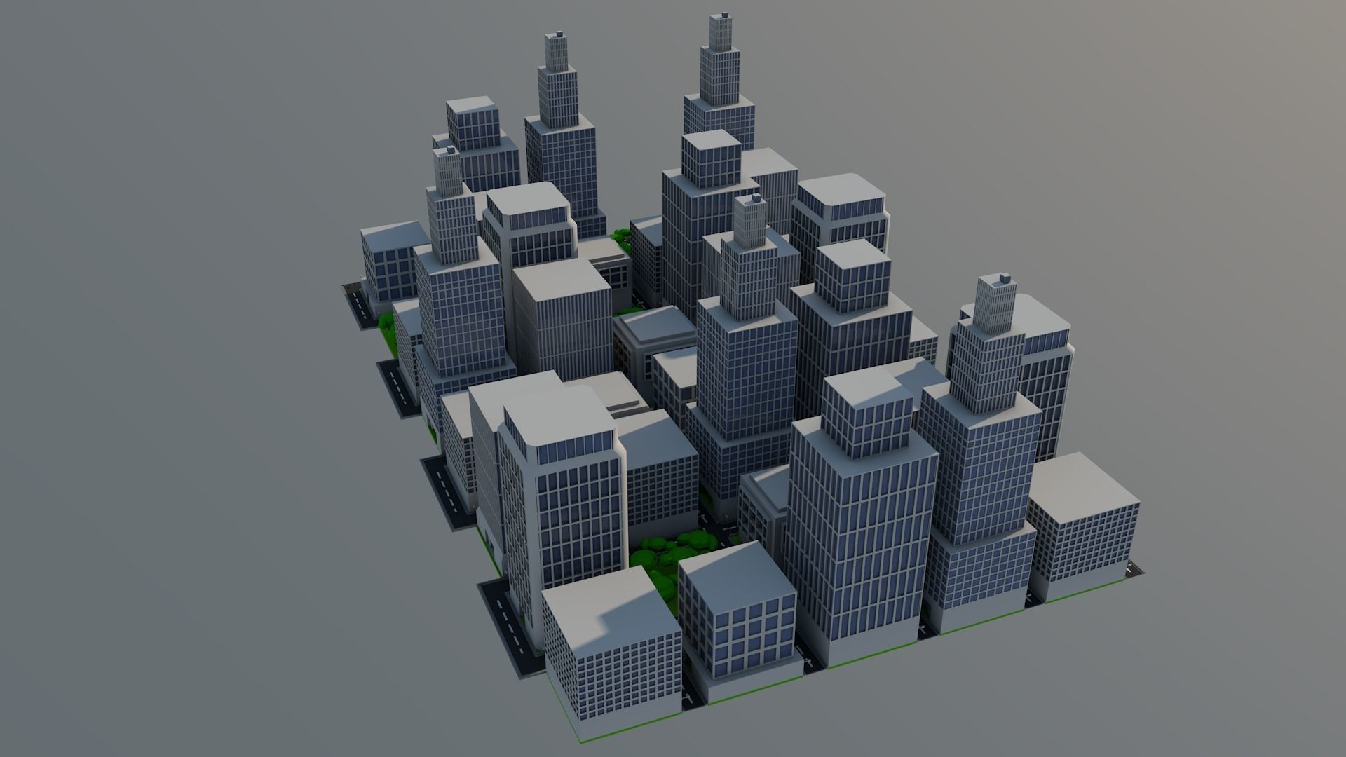 Low Poly Citiy city Free low-poly 3D model_1