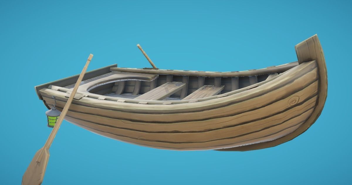 Rowing Boat Hand-Painted Low-poly 3D model_3