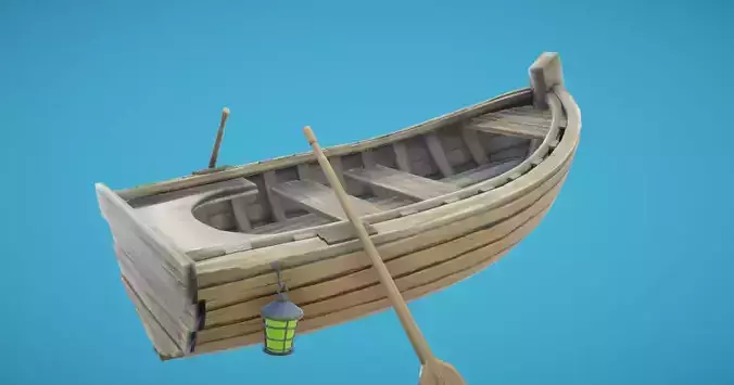 Rowing Boat Hand-Painted Low-poly 3D model
