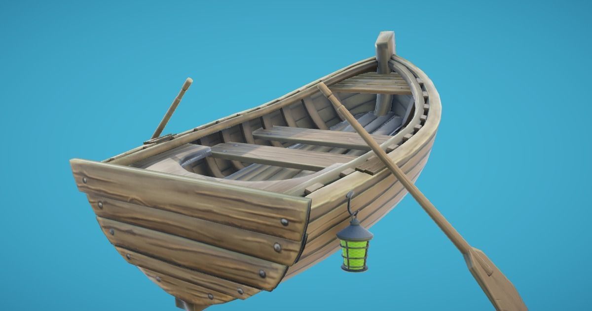 Rowing Boat Hand-Painted Low-poly 3D model_2