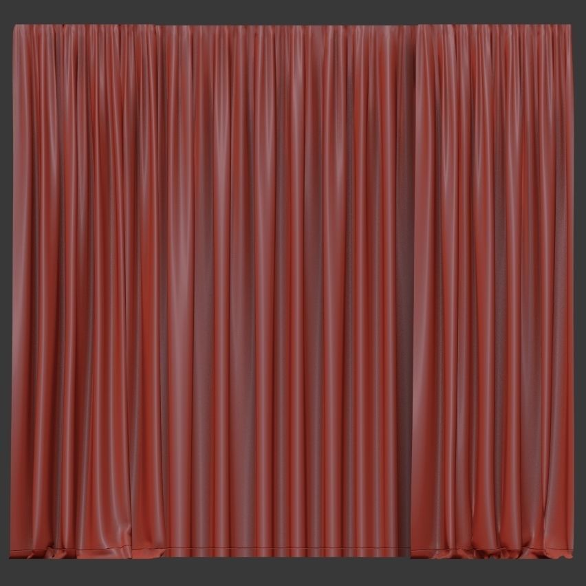 Beige curtains with tulle 3D model_4