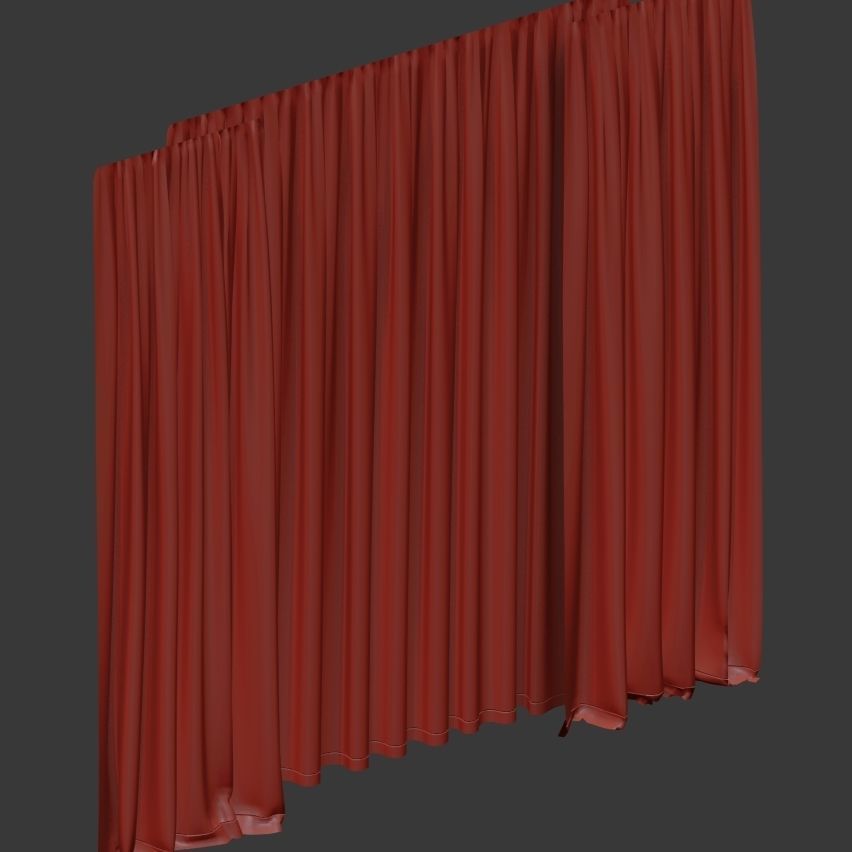 Beige curtains with tulle 3D model_5