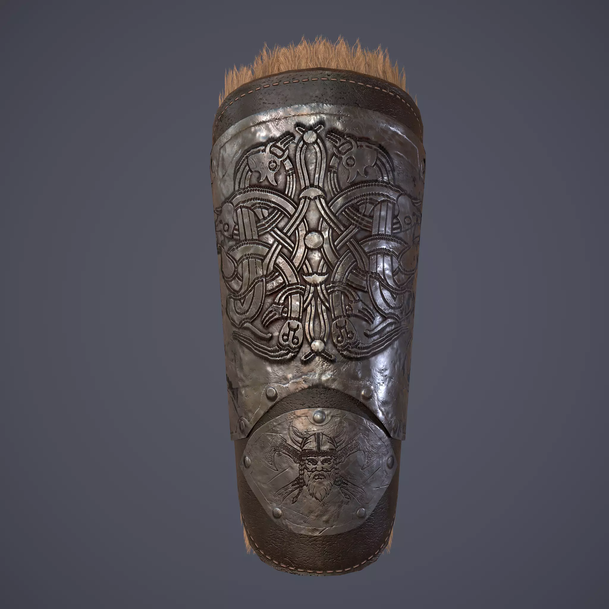 Viking Fur Lined Bracers Low-poly 3D model