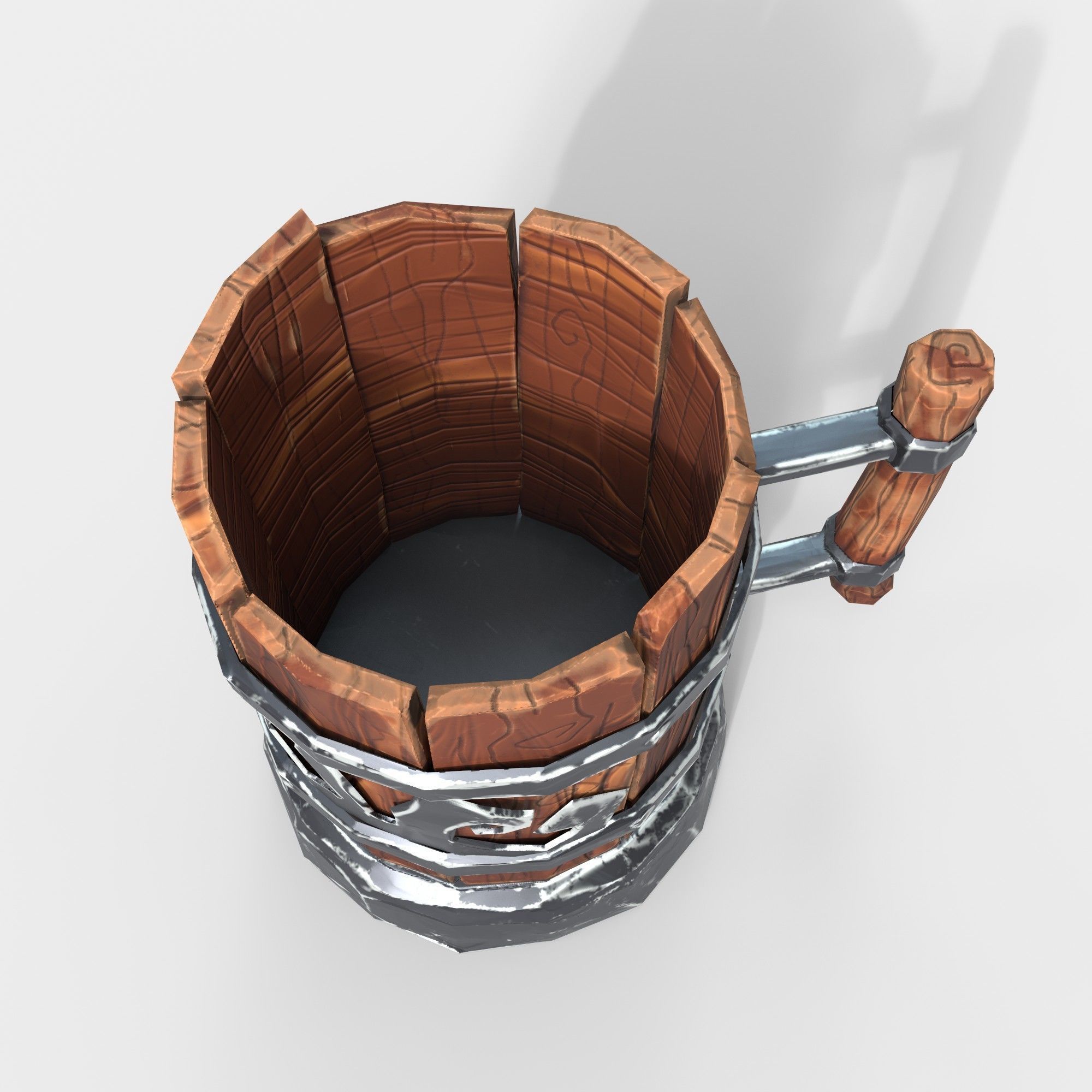 Low-Ploy  Stylized Wooden Mug Low-poly 3D model_4