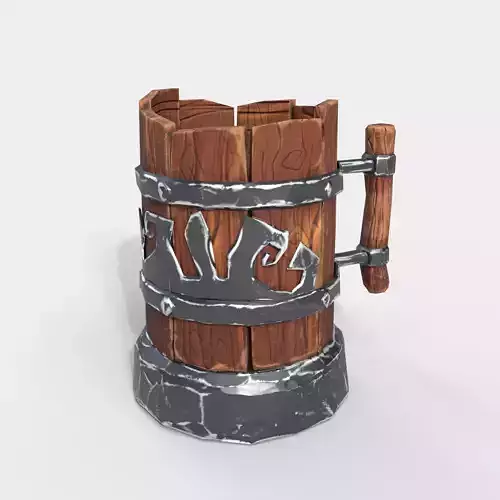 Low-Ploy  Stylized Wooden Mug
