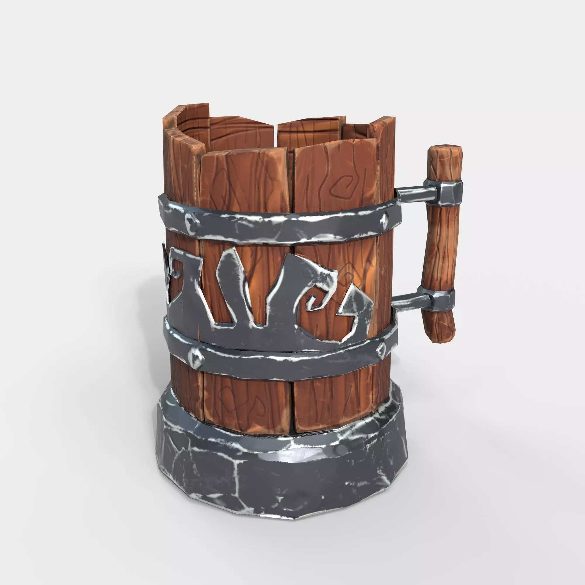 Low-Ploy  Stylized Wooden Mug Low-poly 3D model_0