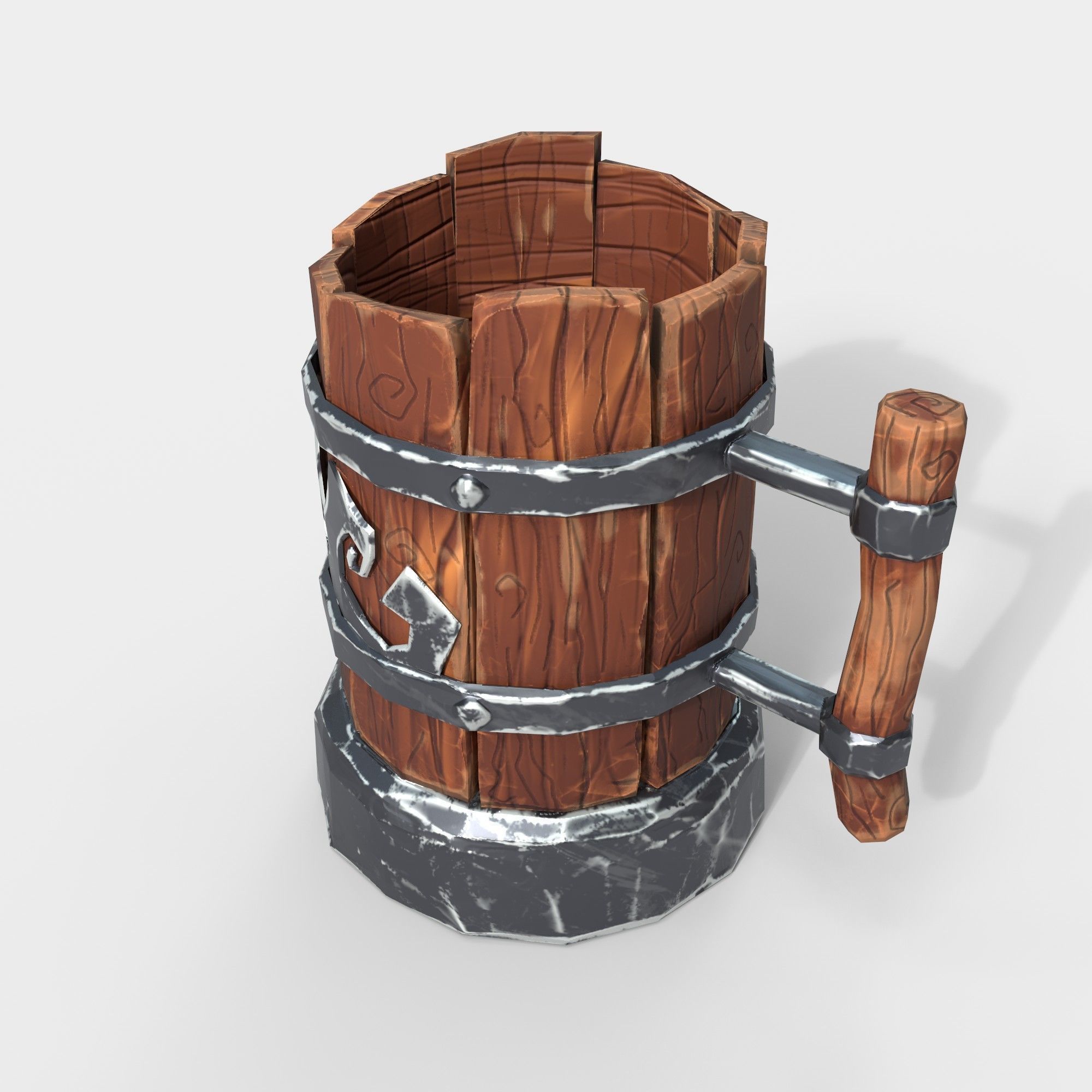 Low-Ploy  Stylized Wooden Mug Low-poly 3D model_3