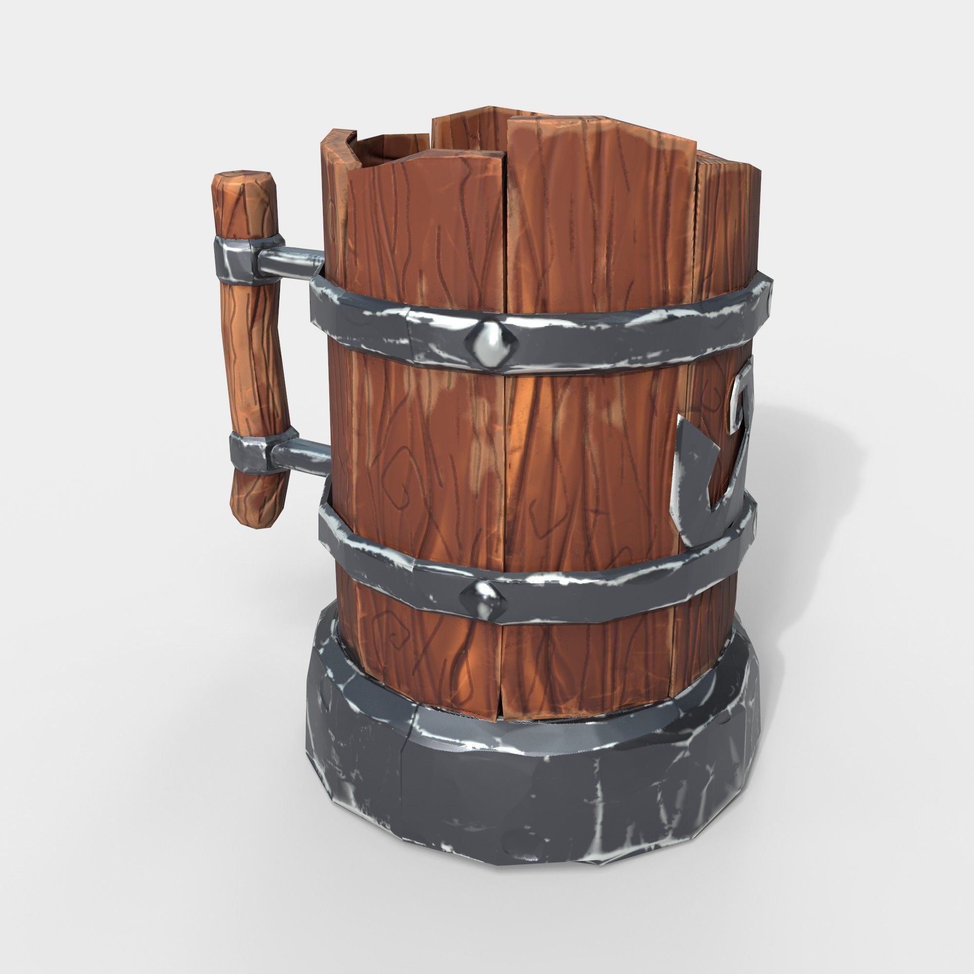 Low-Ploy  Stylized Wooden Mug Low-poly 3D model_2