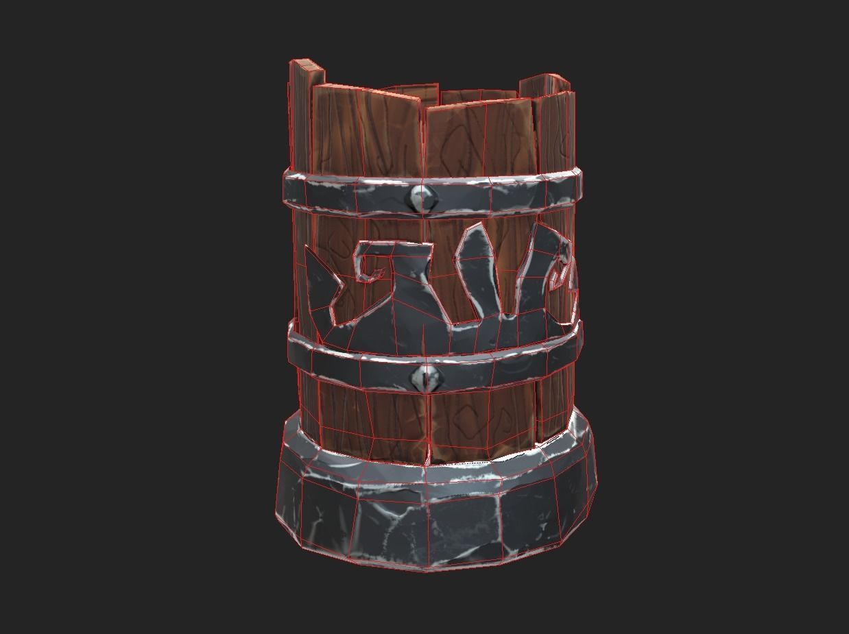 Low-Ploy  Stylized Wooden Mug Low-poly 3D model_10