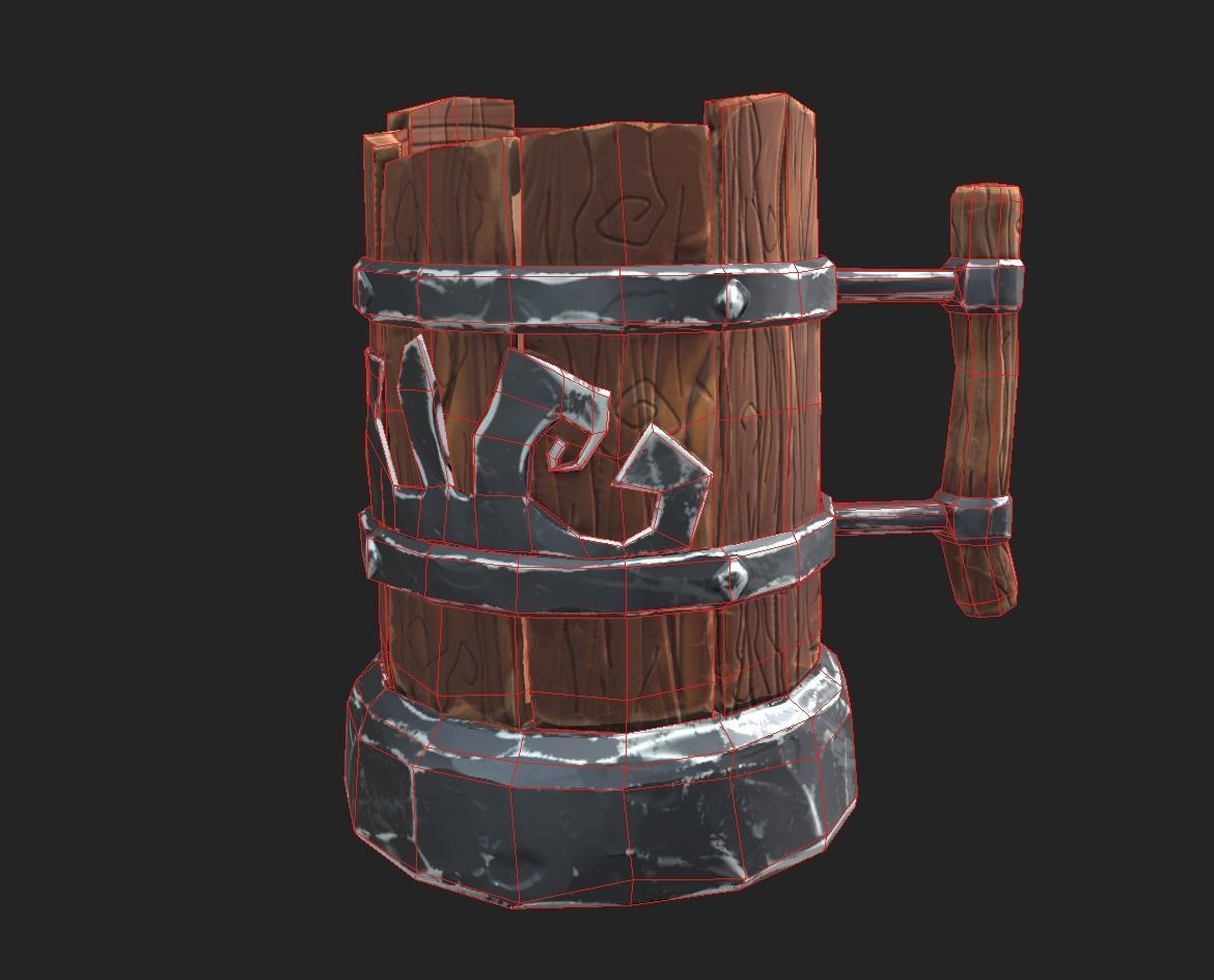 Low-Ploy  Stylized Wooden Mug Low-poly 3D model_11