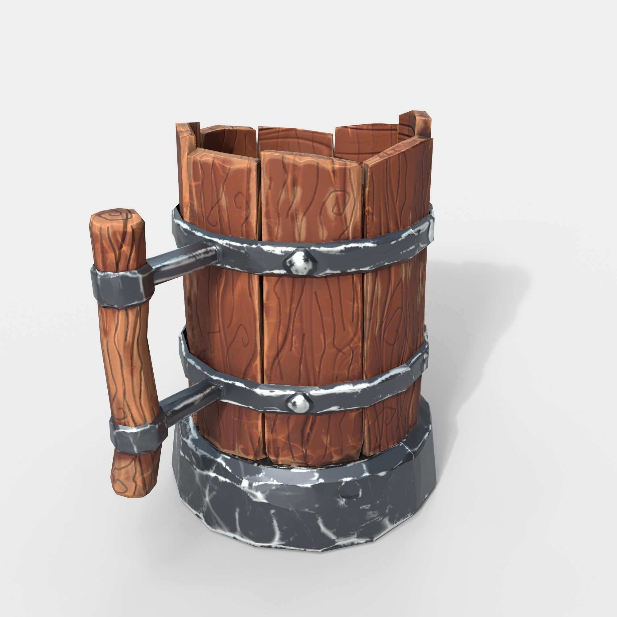 Low-Ploy  Stylized Wooden Mug Low-poly 3D model_5