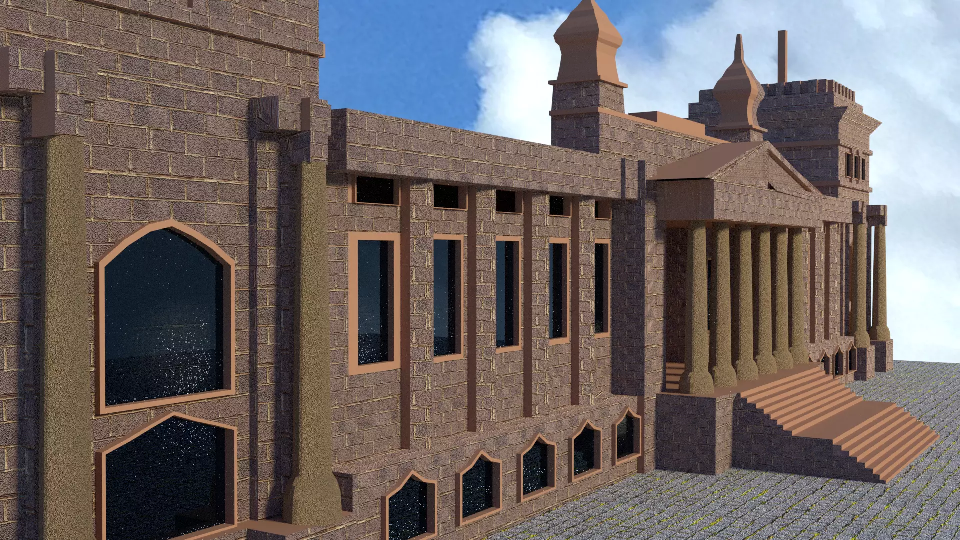 3d Building castle Low-poly 3D model_0
