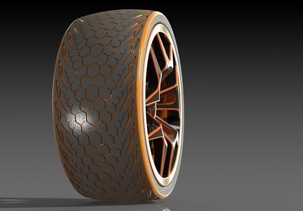Wheel 3D model tire with honeycomb pattern 3D print model
