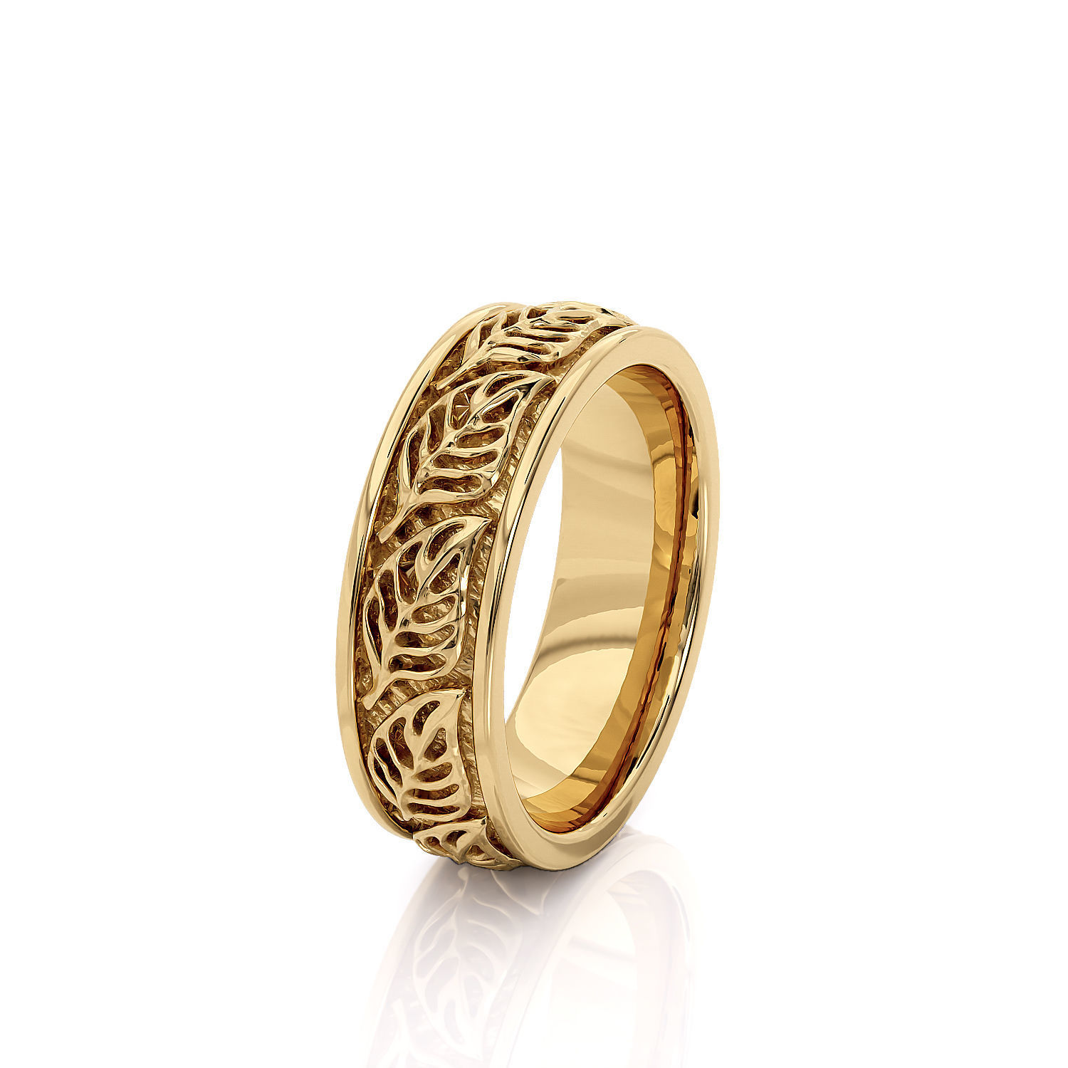 R 0154 Ring tree leaves natura 3D print model_7