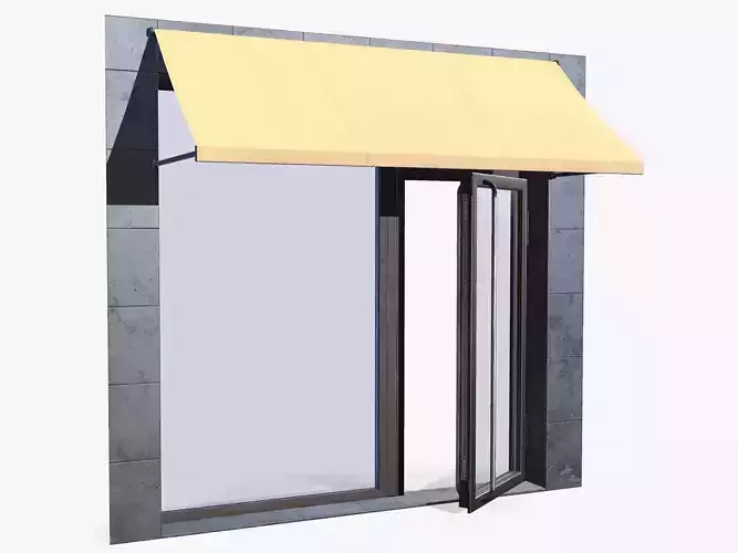 Shop Entrance with Marquis lowpoly Low-poly 3D model