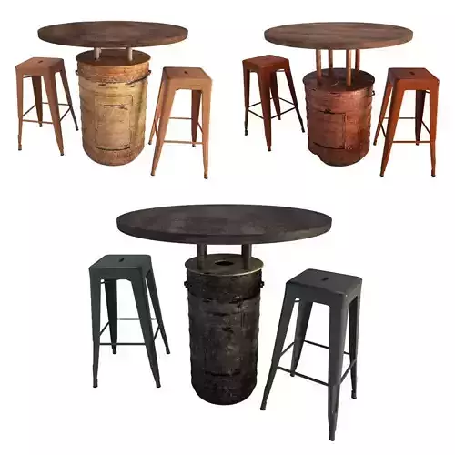 Rust Barrels Tables and Tolix Bar Stools 