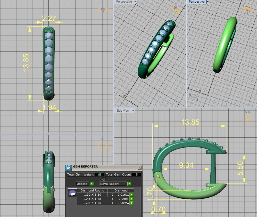 Hoop Earrings Diamond earrings 3dmodel 3D print model_3