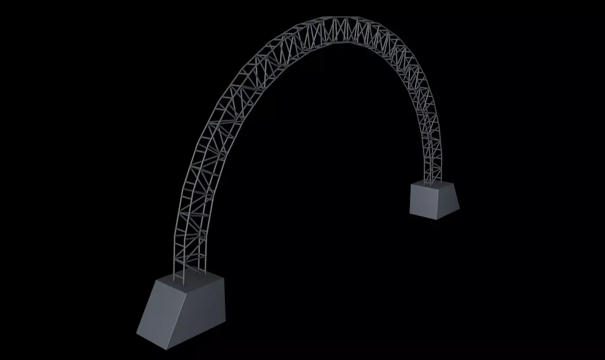 arched truss 3D model_0