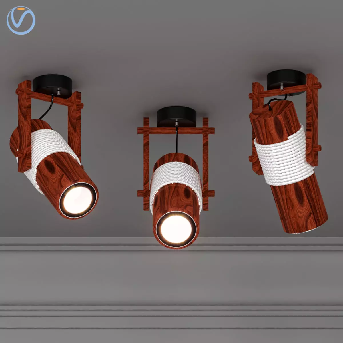 Vintage Wood Rope LED 3D model