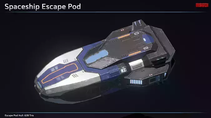 Spaceship Escape Pod Low-poly 3D model