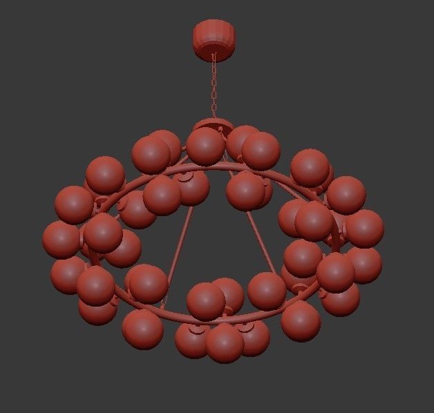 Arya 45 Light Satin Gold Chandelier 3D model_2