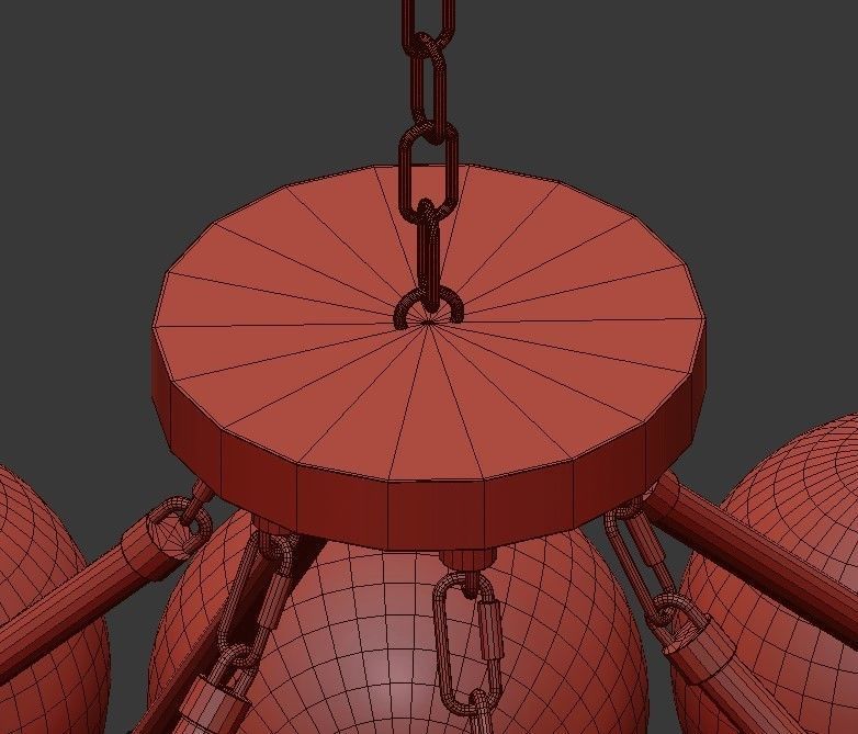 Arya 45 Light Satin Gold Chandelier 3D model_7