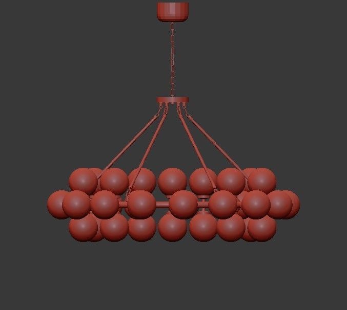 Arya 45 Light Satin Gold Chandelier 3D model_1